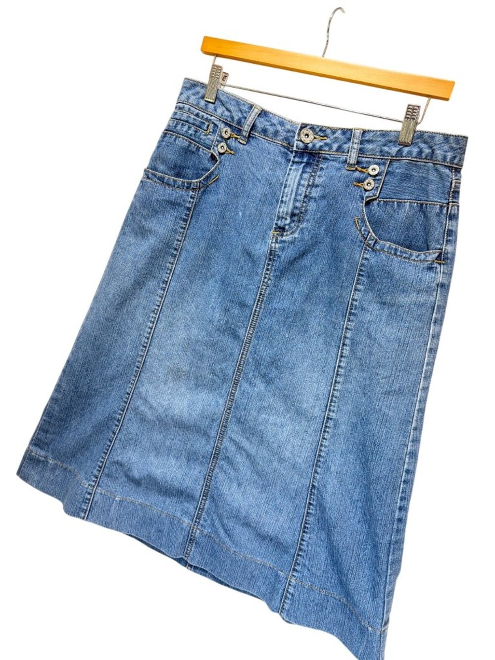 Christopher & Banks Vintage Y2K Blue Denim A-Line Midi Jean Skirt